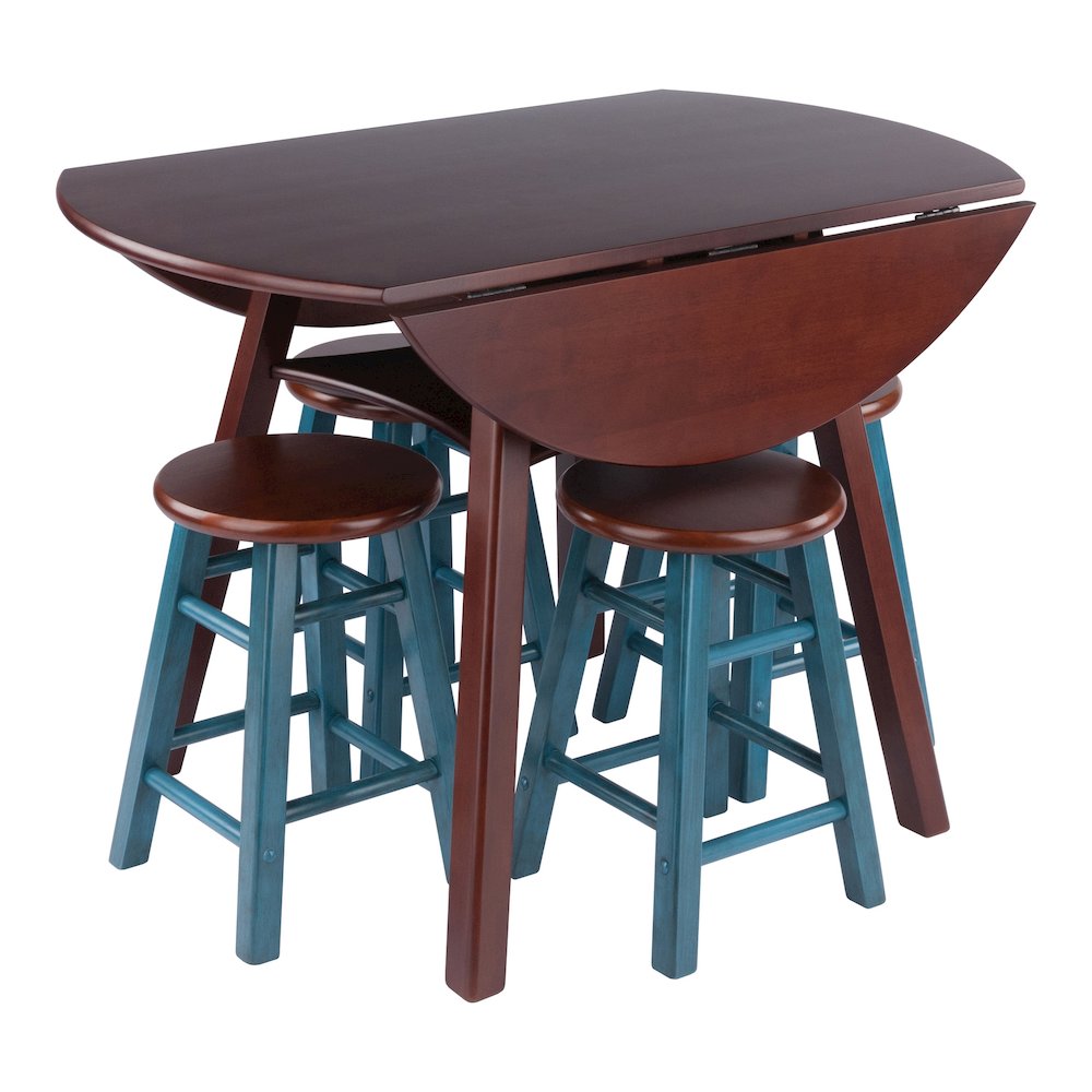 Marbelle Table 5-Pc Drop Leaf Dining Table with 4 Element 18” Dining Stool. Picture 3