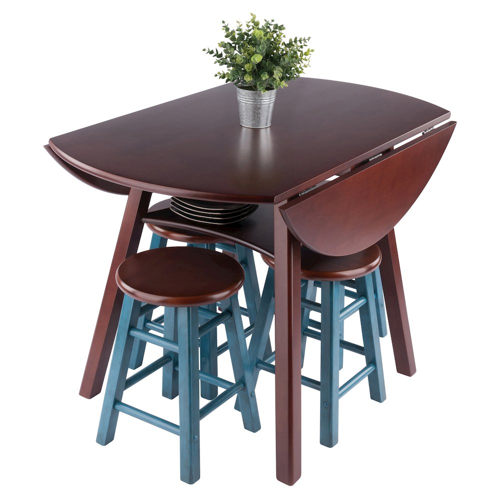 Marbelle Table 5-Pc Drop Leaf Dining Table with 4 Element 18” Dining Stool. Picture 5