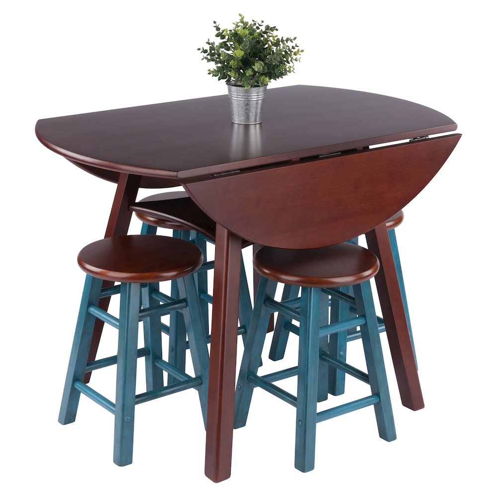 Marbelle Table 5-Pc Drop Leaf Dining Table with 4 Element 18” Dining Stool. Picture 6