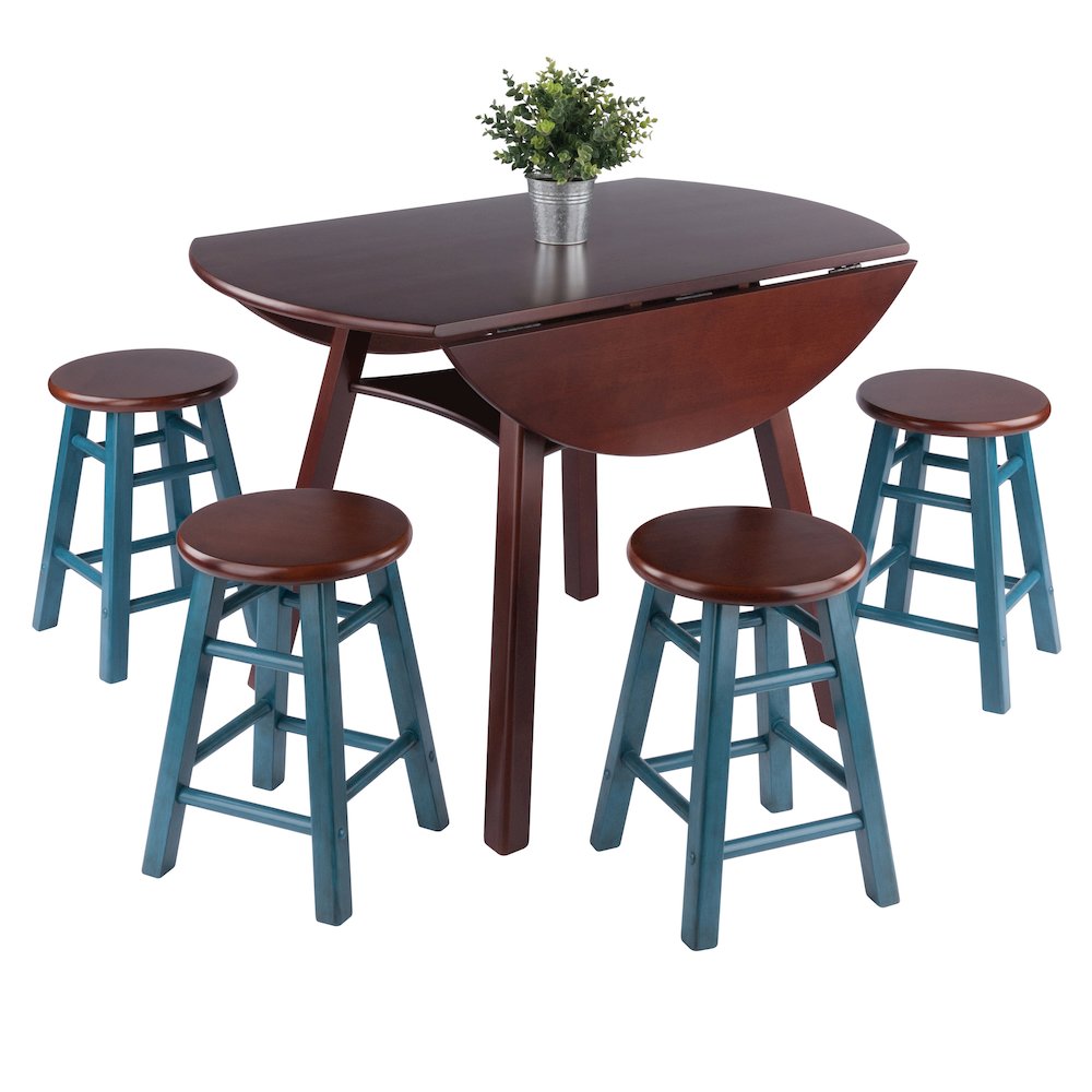 Element 2-Pc Dining Stool Set, Rustic Teal & Walnut. Picture 18