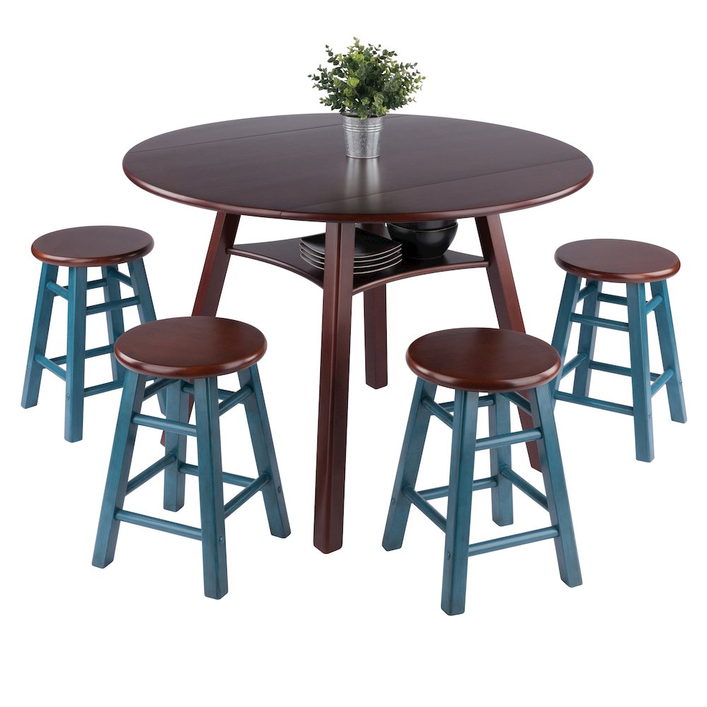 Element 2-Pc Dining Stool Set, Rustic Teal & Walnut. Picture 19
