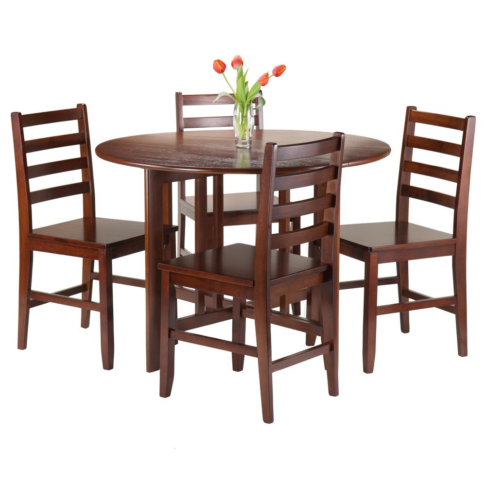 Alamo 5-Pc Round Drop Leaf Table with 4 Hamilton Ladder Back. Picture 2