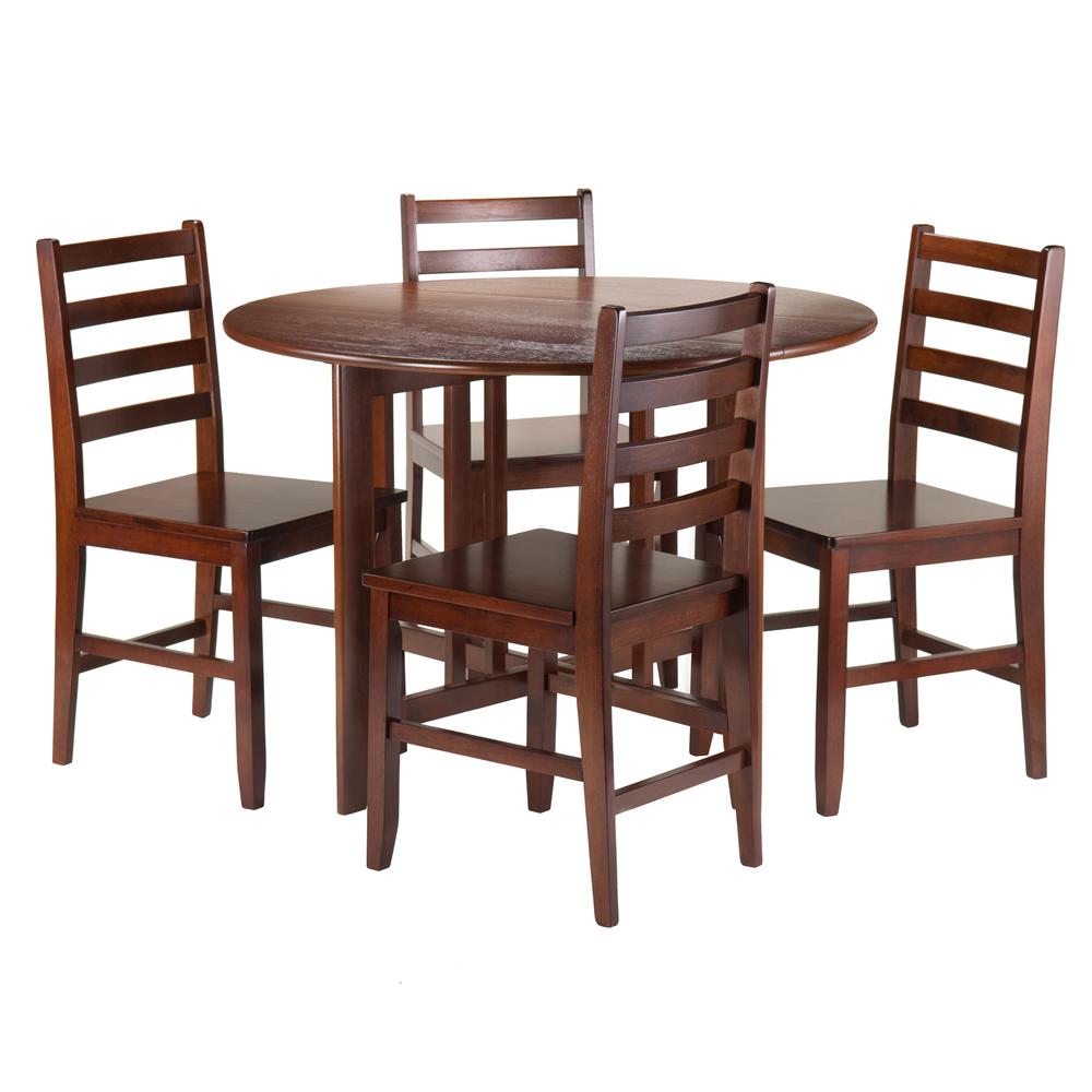 Alamo 5-Pc Round Drop Leaf Table with 4 Hamilton Ladder Back. Picture 1
