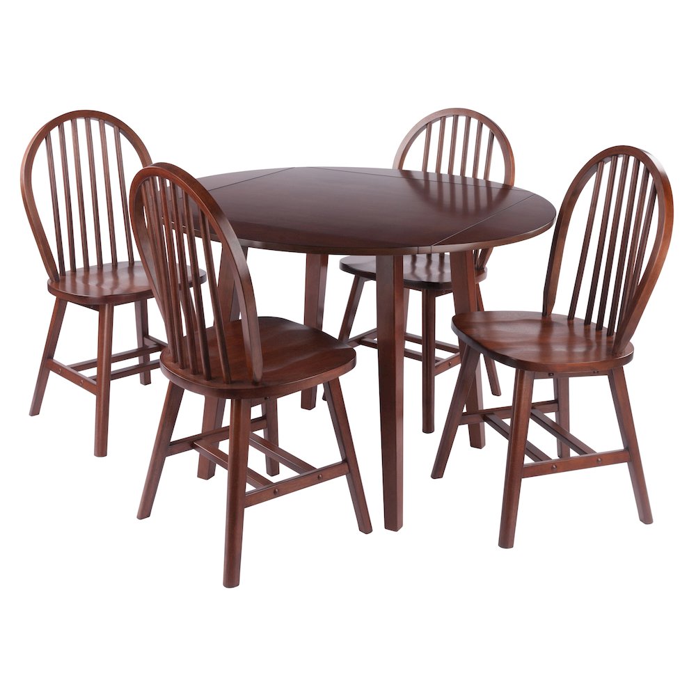 Dawson 5-Pc Drop Leaf Table with Windsor Chairs, Walnut. Picture 1