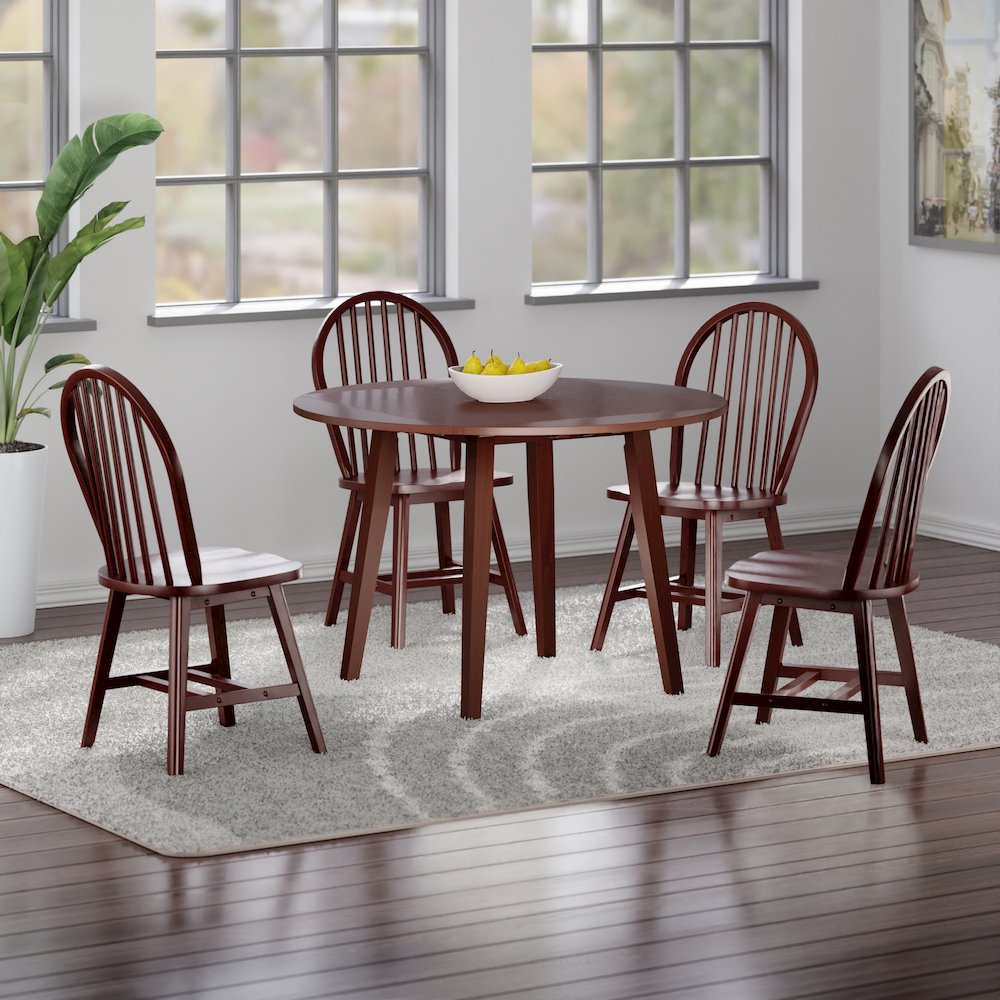 Dawson 5-Pc Drop Leaf Table with Windsor Chairs, Walnut. Picture 5