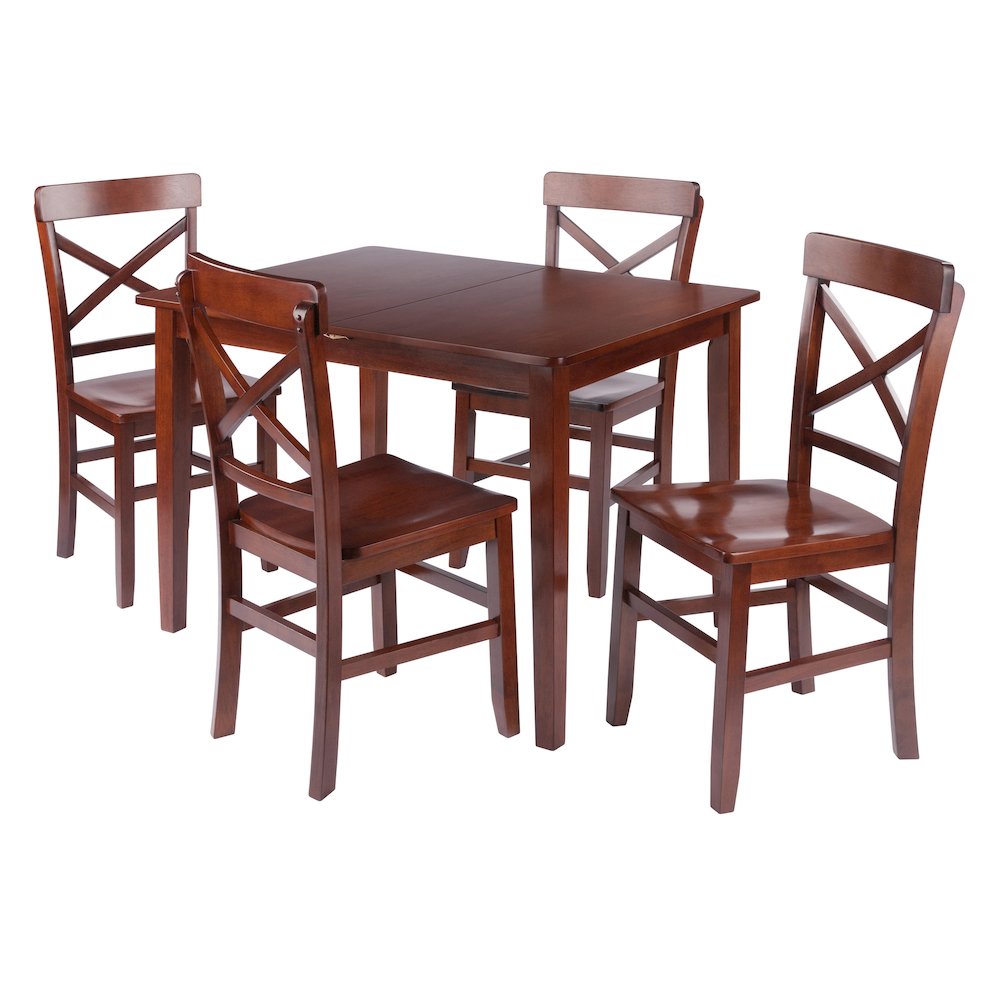 Darren 5-pc Set Dining Table with X-Back Chairs, Walnut. Picture 1