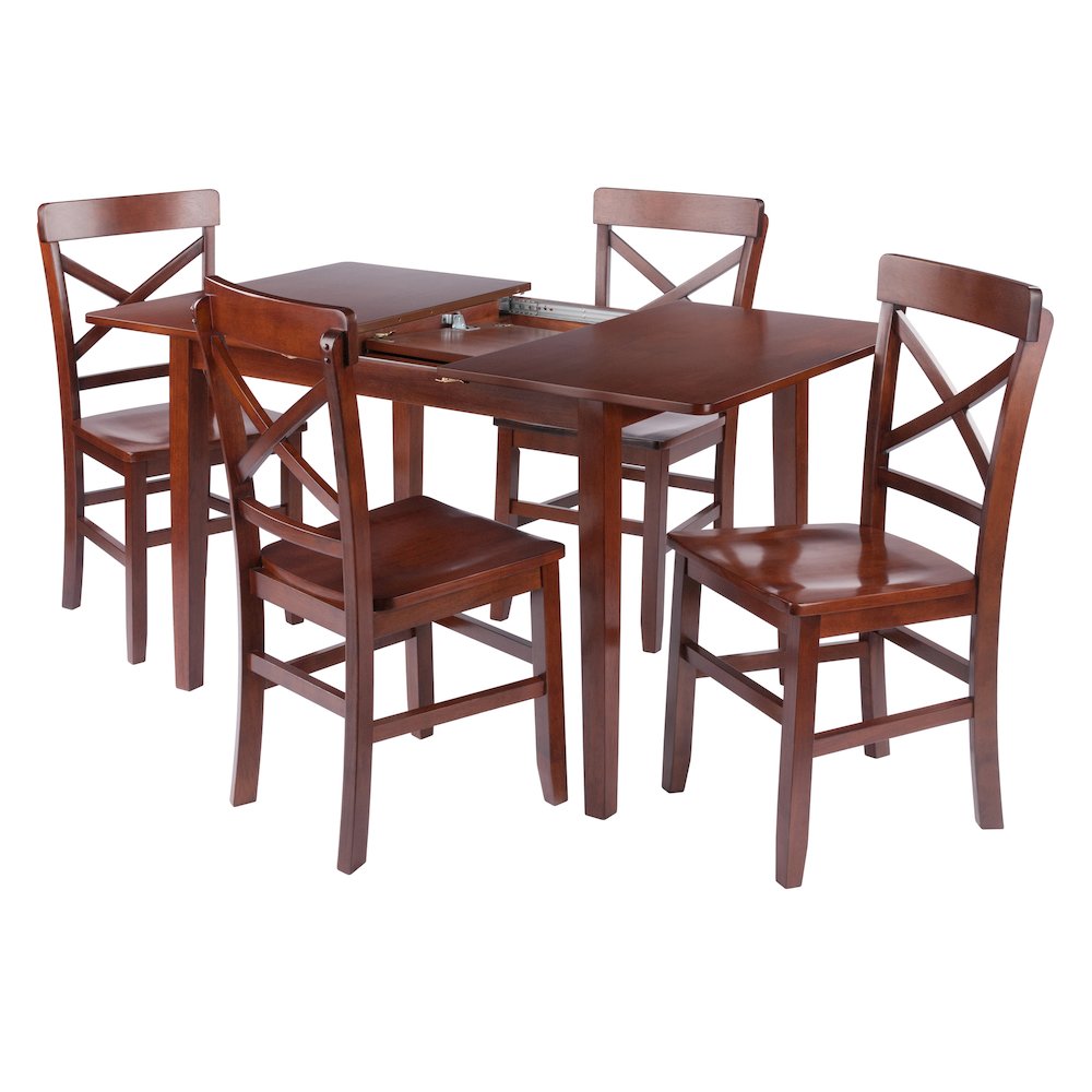 Darren 5-pc Set Dining Table with X-Back Chairs, Walnut. Picture 3