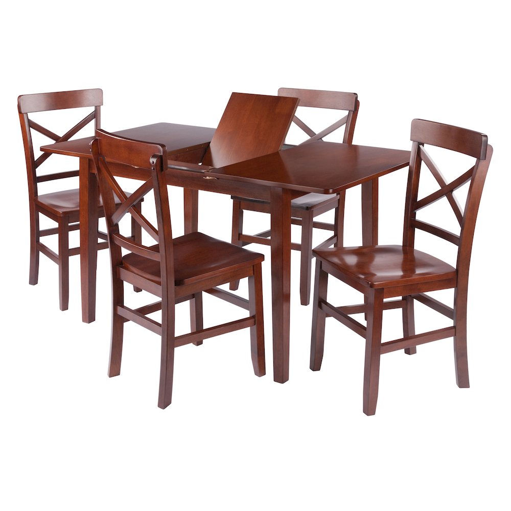 Darren 5-pc Set Dining Table with X-Back Chairs, Walnut. Picture 4