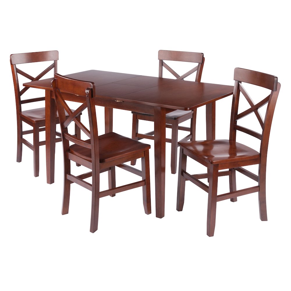 Darren 5-pc Set Dining Table with X-Back Chairs, Walnut. Picture 5