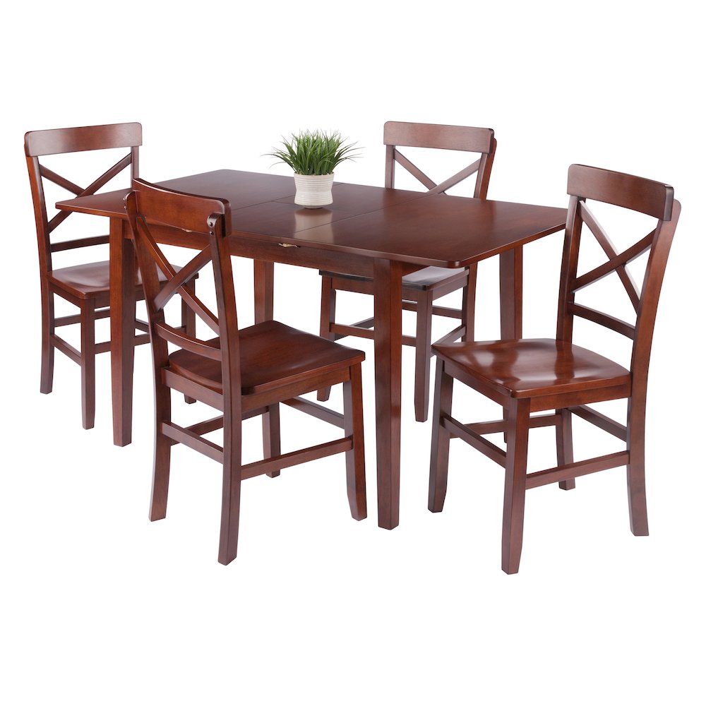 Darren 5-pc Set Dining Table with X-Back Chairs, Walnut. Picture 6