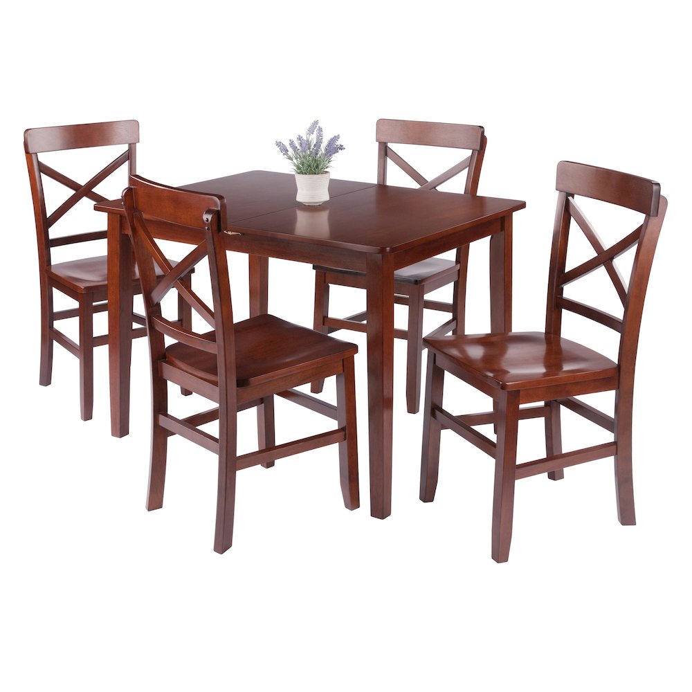 Darren 5-pc Set Dining Table with X-Back Chairs, Walnut. Picture 7