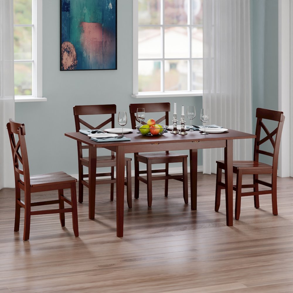 Darren 5-pc Set Dining Table with X-Back Chairs, Walnut. Picture 9