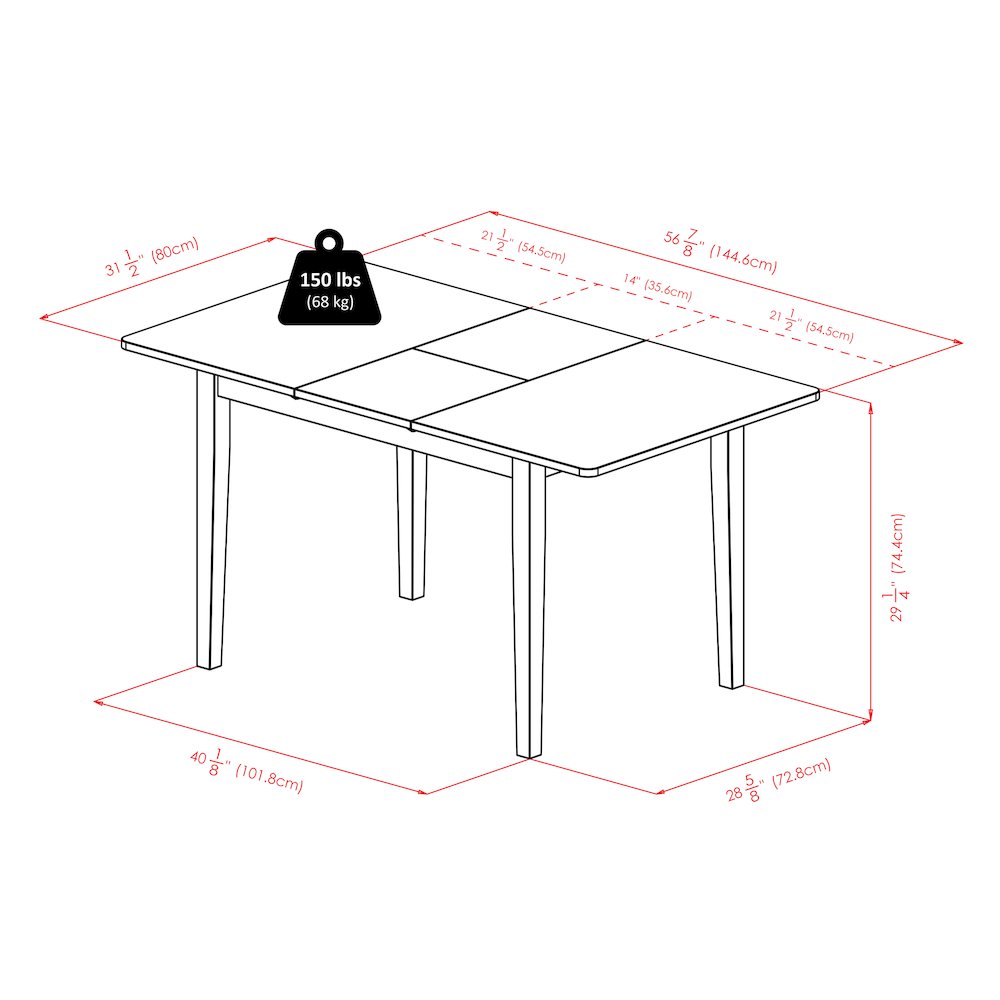 Darren 5-pc Set Dining Table with X-Back Chairs, Walnut. Picture 13