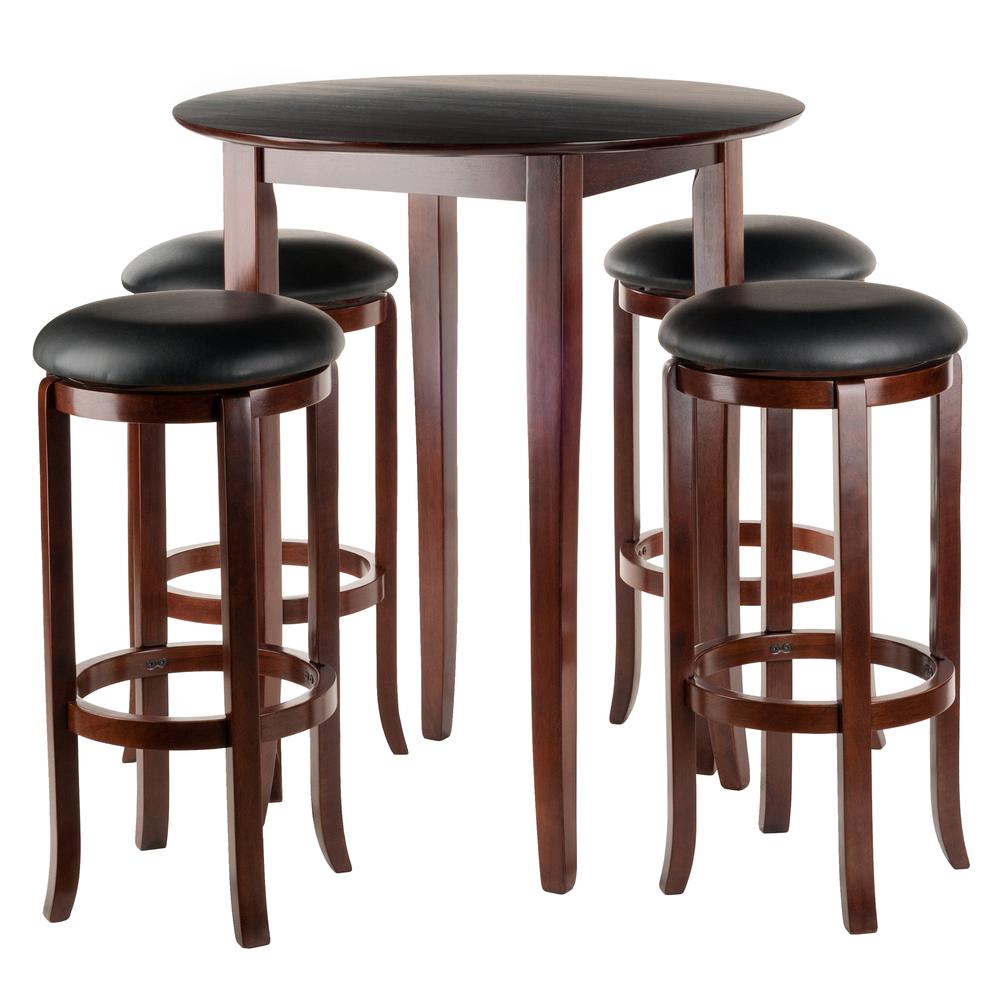 Fiona Round 5pc High/Pub Table Set with PVC Stools. Picture 1