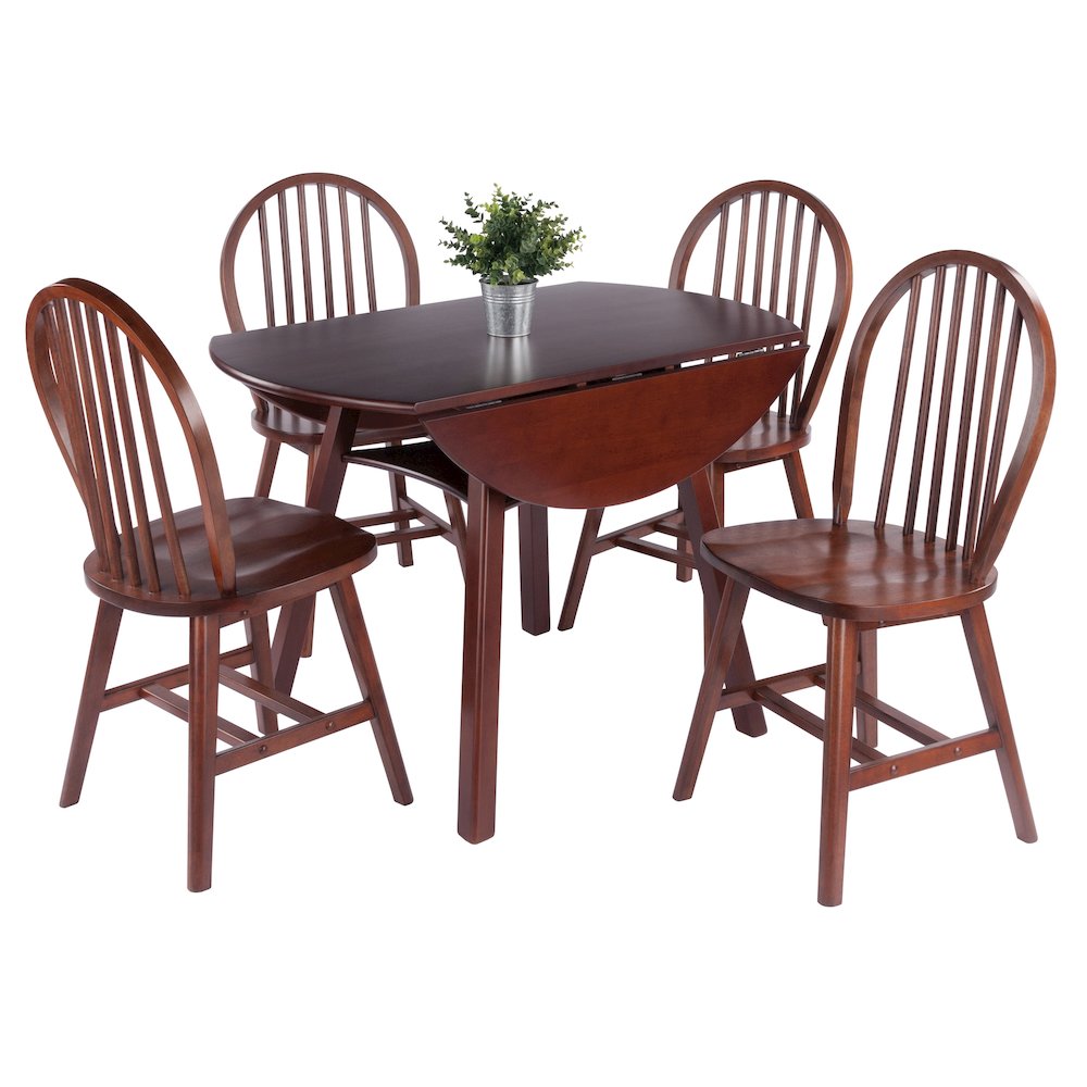 Marbelle 5-Pc Drop Leaf Dining Table with 4 Windsor Chairs, Walnut. Picture 3