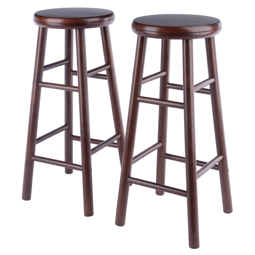 Shelby 2-Pc Swivel Seat Bar Stool Set, Walnut. Picture 1