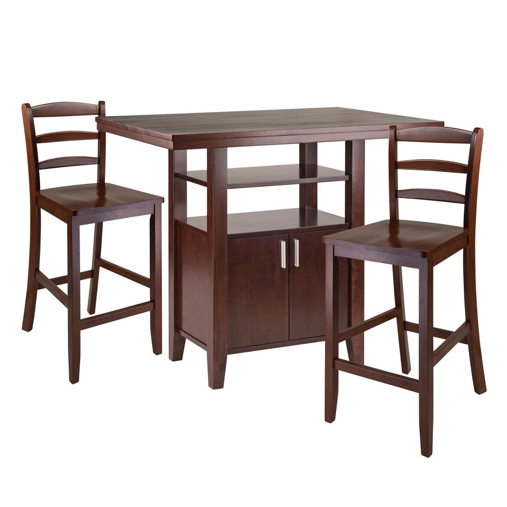 Albany 3-pc  Set High Table w/Ladder Back Counter Stools. Picture 1