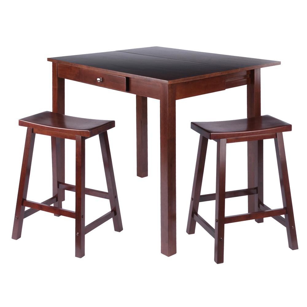 Perrone 3pc Set High Table with Saddle Seat Stools. Picture 1