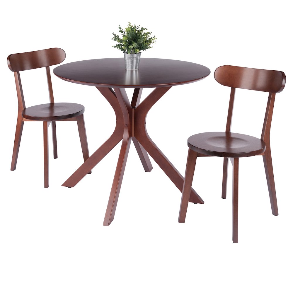 Lexa Dining Table with Splayed Legs, Walnut Finish with 2 Pauline Dining Chairs. Picture 2