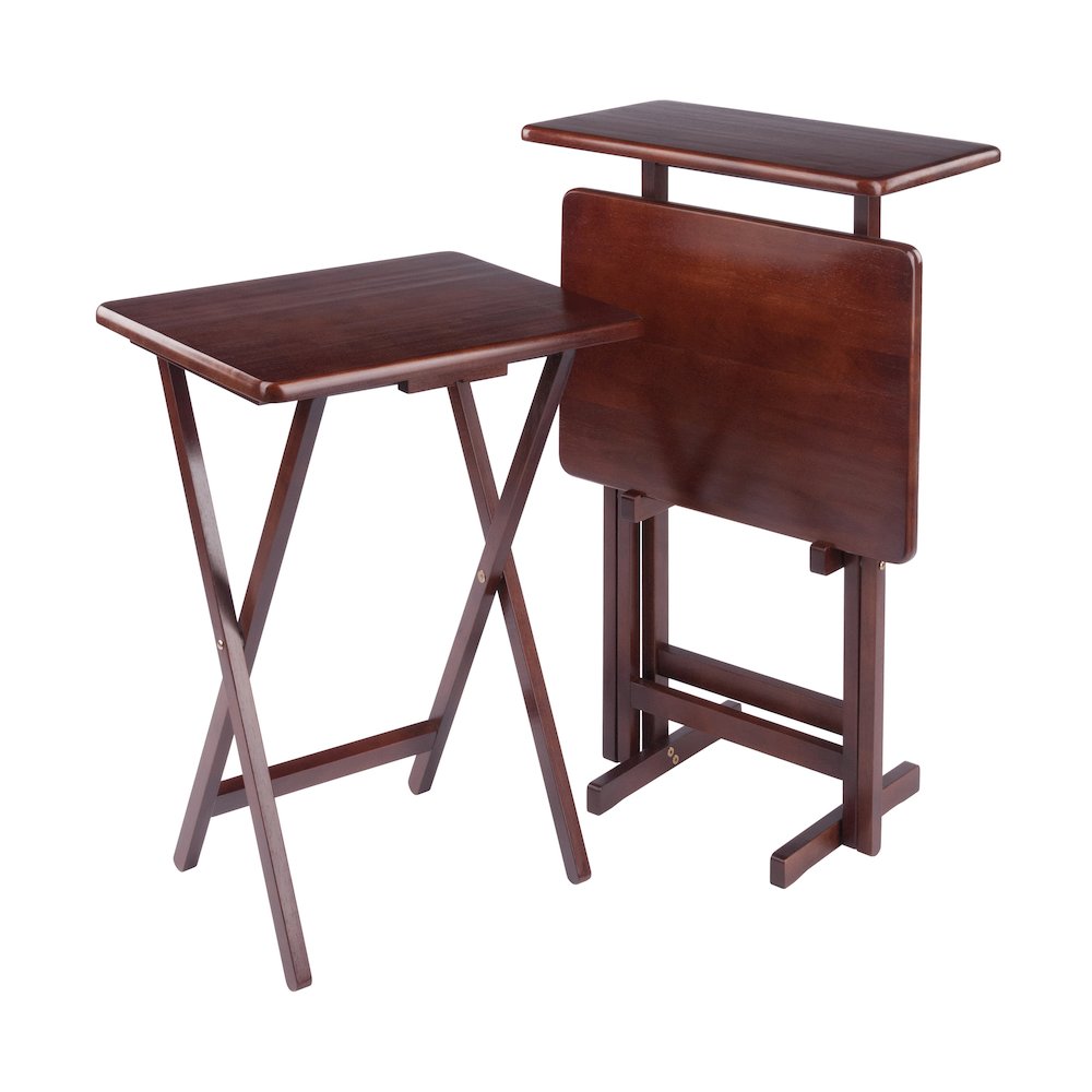 Riley 3-Pc Set Snack Table, Walnut Finish. Picture 1