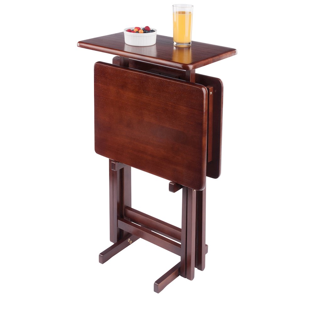Riley 3-Pc Set Snack Table, Walnut Finish. Picture 4