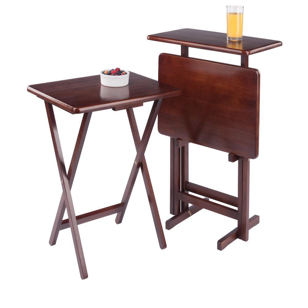Riley 3-Pc Set Snack Table, Walnut Finish. Picture 5