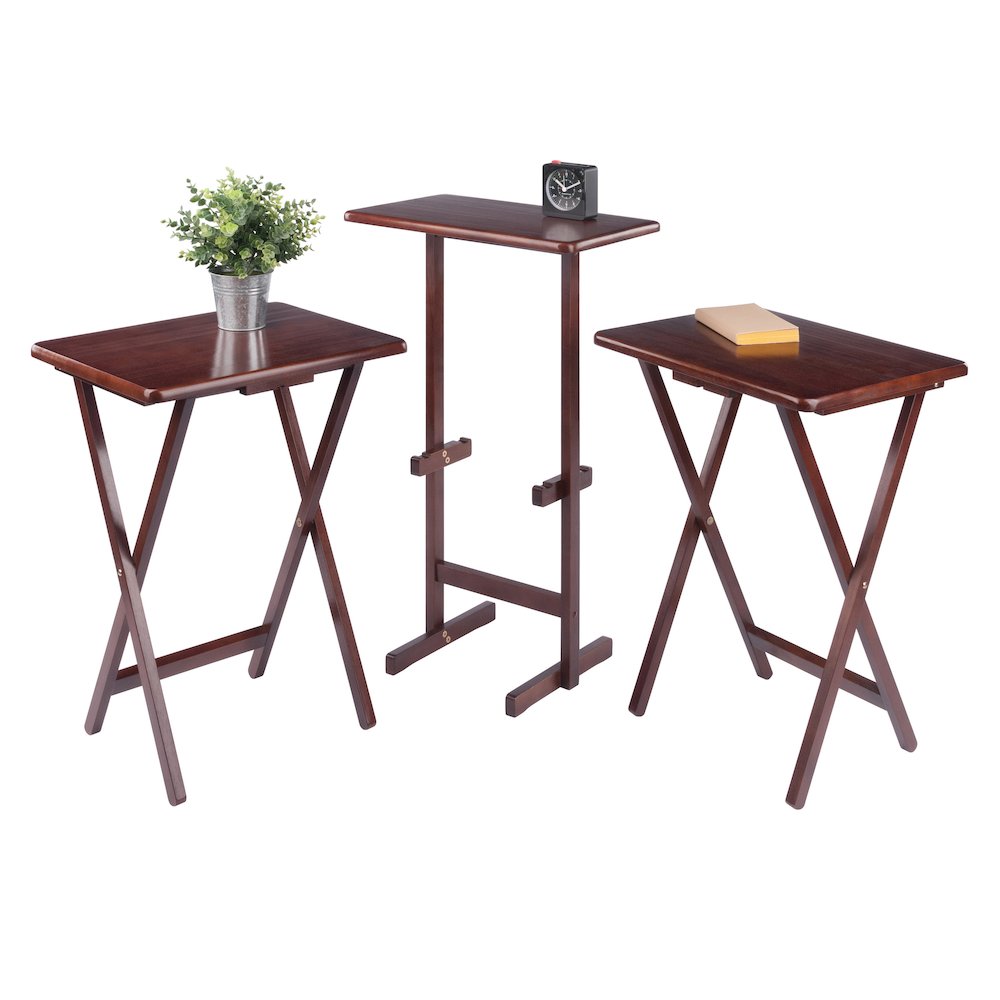 Riley 3-Pc Set Snack Table, Walnut Finish. Picture 6