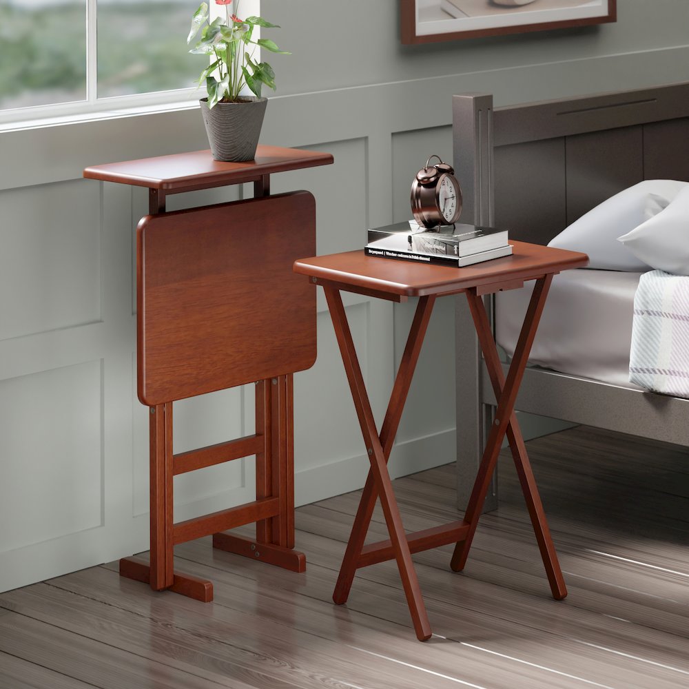Riley 3-Pc Set Snack Table, Walnut Finish. Picture 8