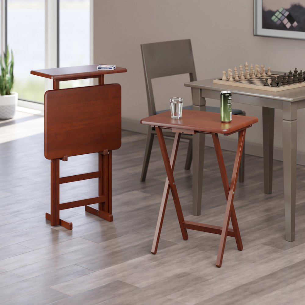 Riley 3-Pc Set Snack Table, Walnut Finish. Picture 9