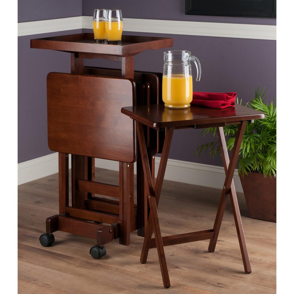 6-PC Snack Table Set Walnut. Picture 11