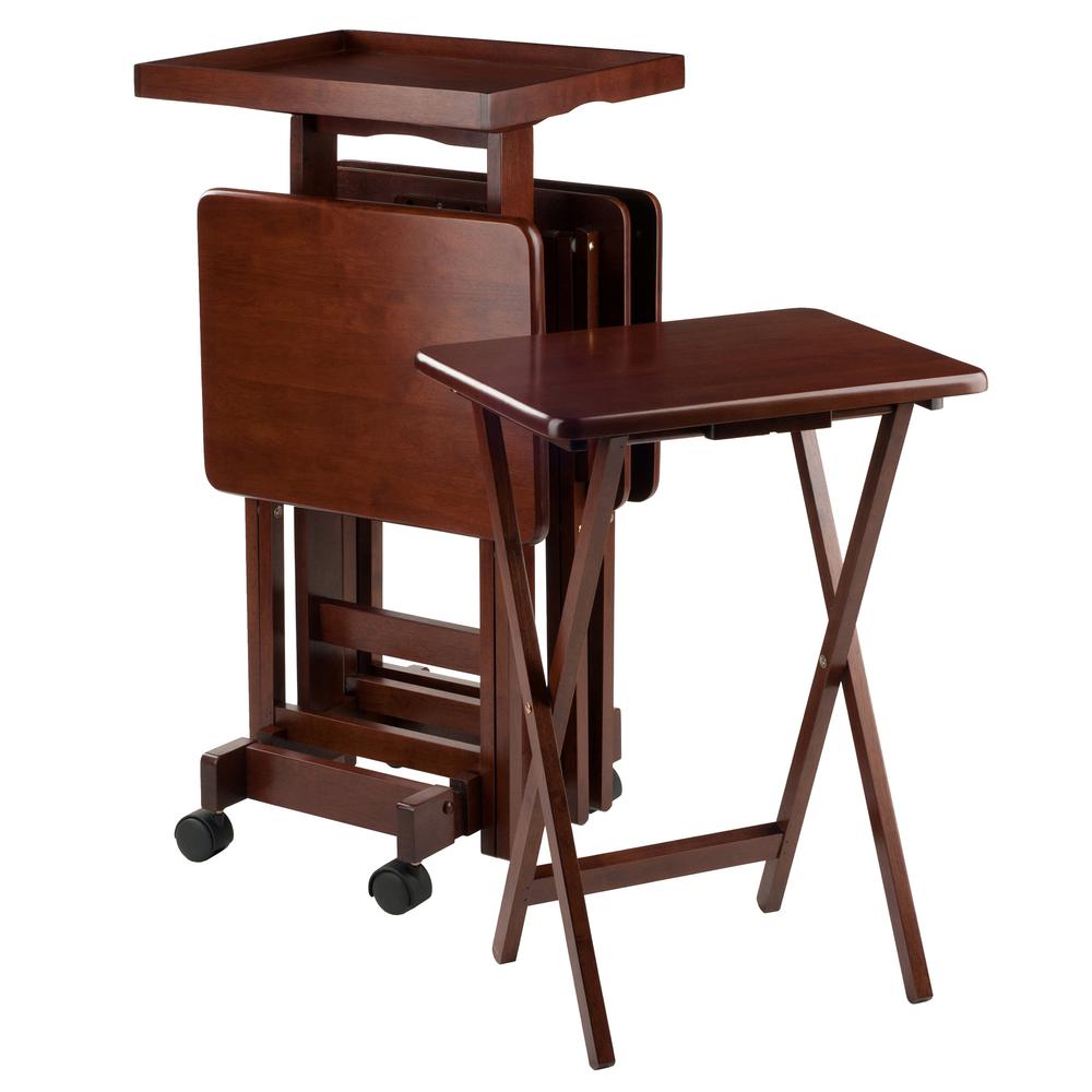 6-PC Snack Table Set Walnut. Picture 5