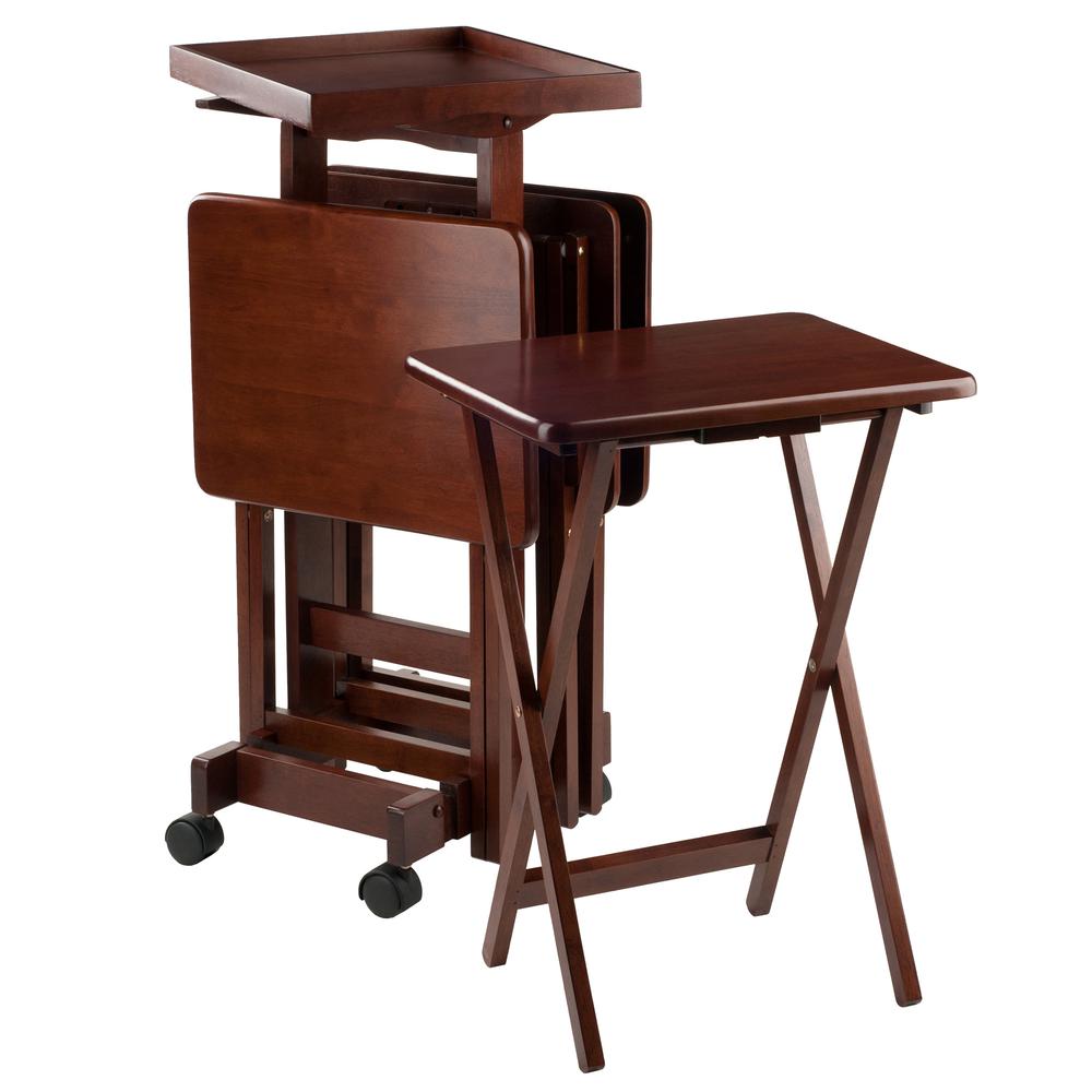 6-PC Snack Table Set Walnut. Picture 1