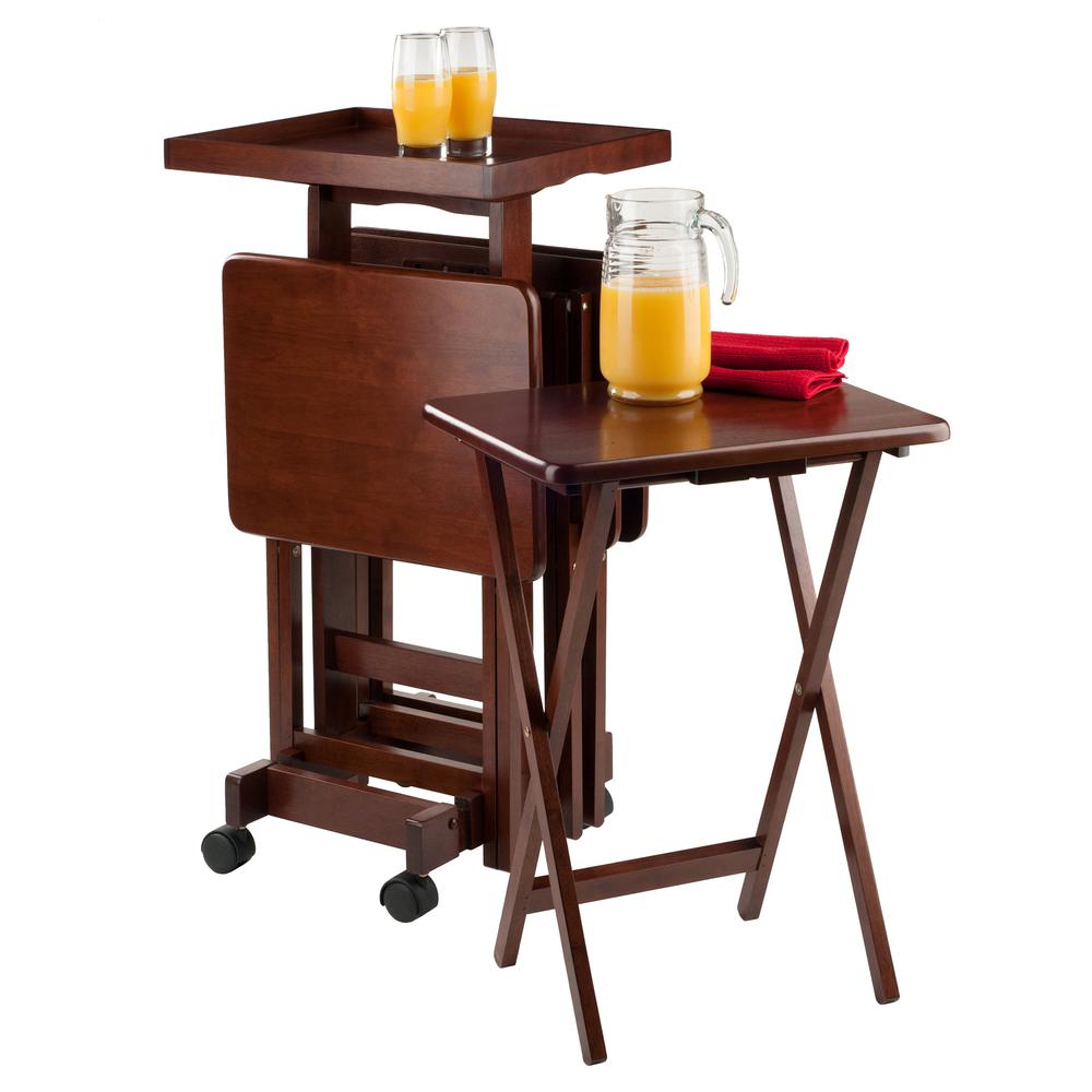 6-PC Snack Table Set Walnut. Picture 4