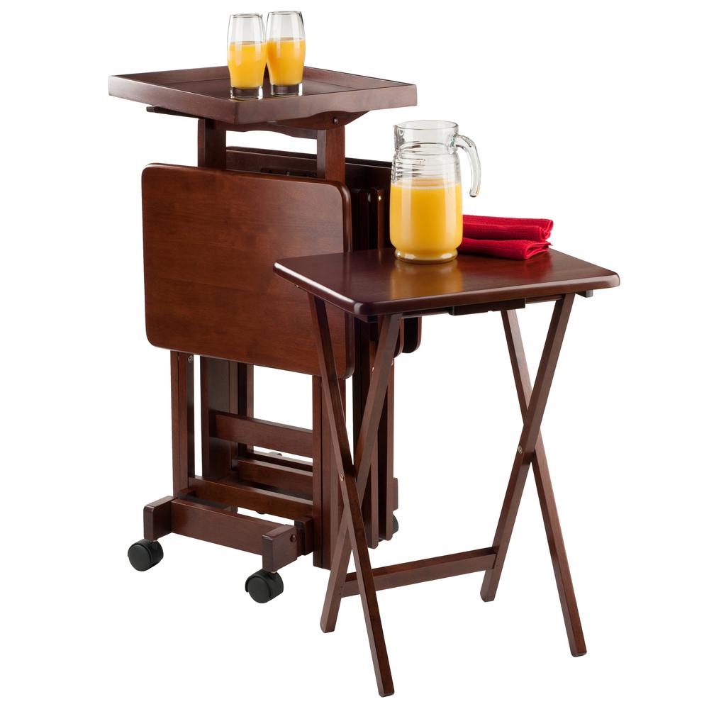 6-PC Snack Table Set Walnut. Picture 9