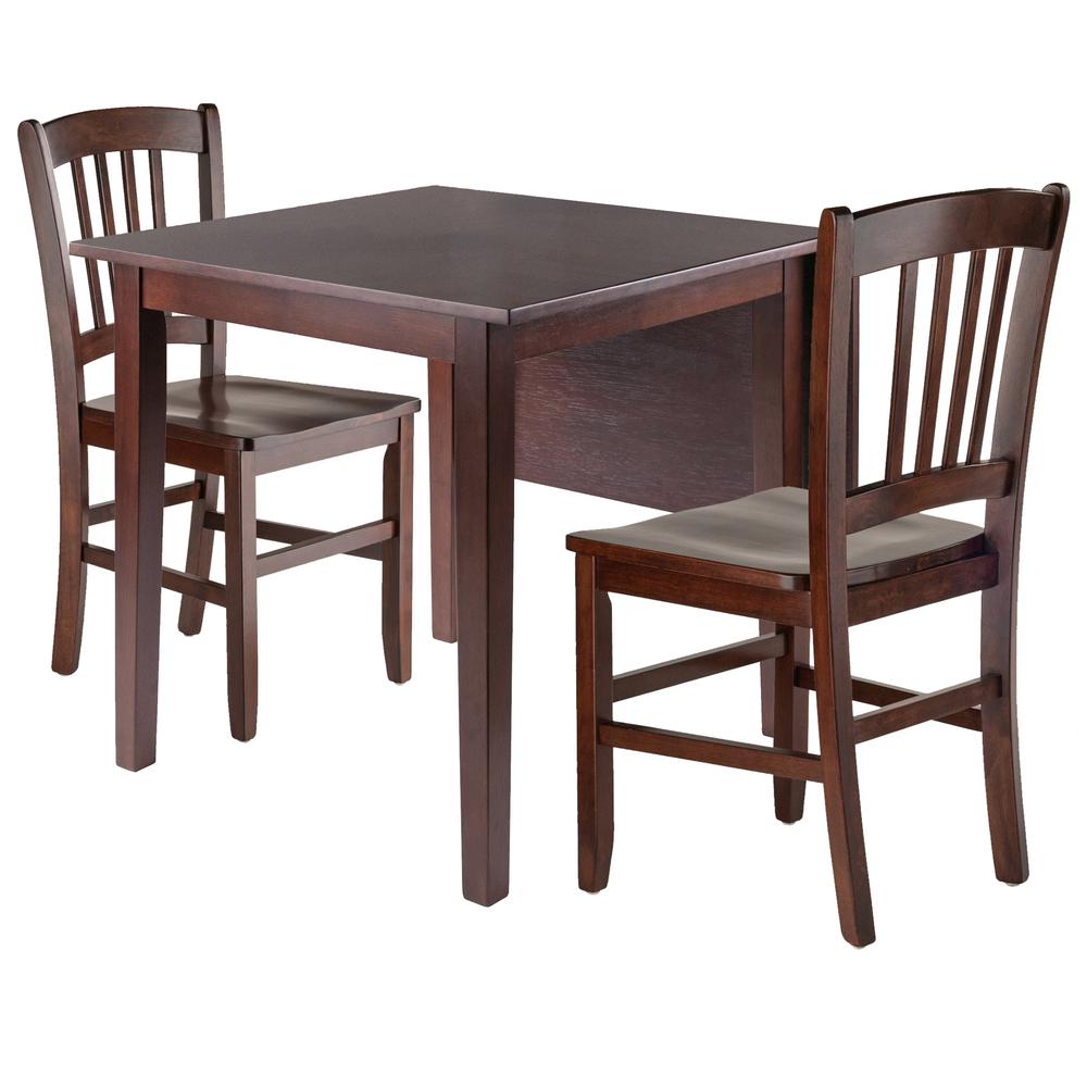Perrone 3pc Drop Leaf Dining Table Set with Slat Back Chair. Picture 1