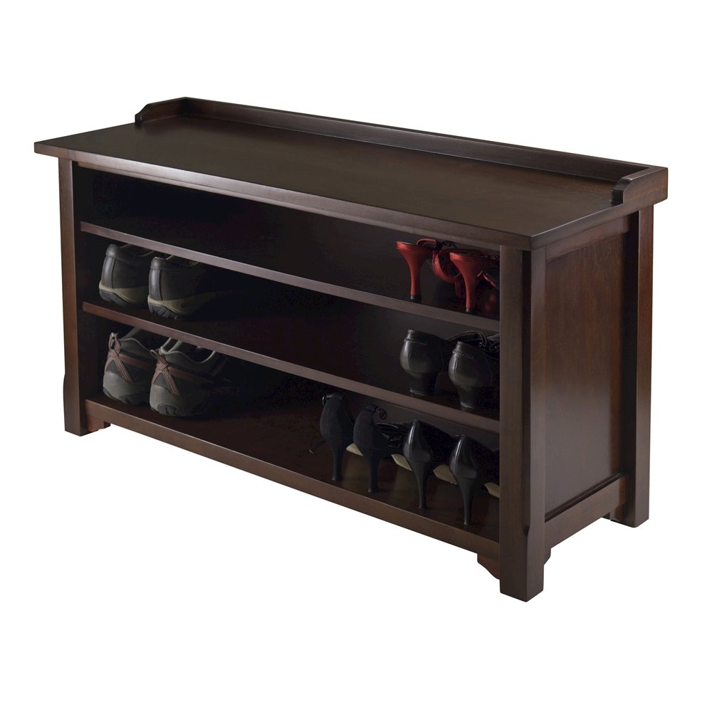 Antique Walnut Entryway Bench with Shoe Storage – Compact & Functional. Picture 2