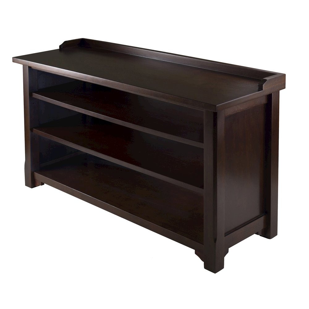 Antique Walnut Entryway Bench with Shoe Storage – Compact & Functional. Picture 1