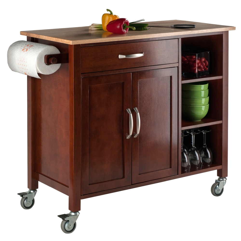 Mabel Kitchen Cart Walnut/Natural. Picture 2