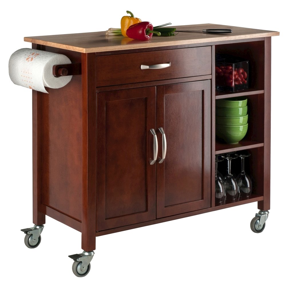 Walnut Kitchen Cart – Rolling Kitchen Island on Wheels with Storage. Picture 2