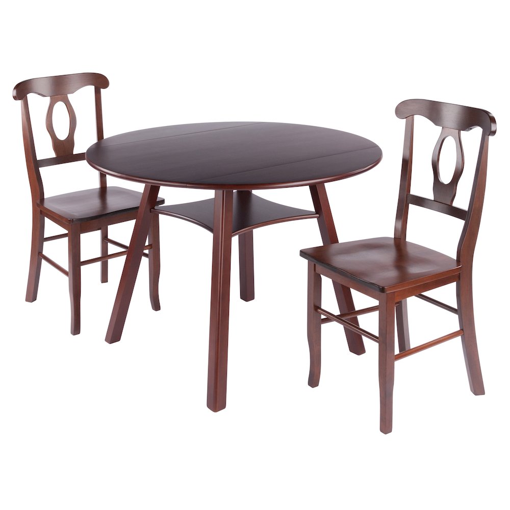 Marbelle Table 3-Pc Drop Leaf Dining Table with 2 Renaissance Chairs, Walnut. Picture 1
