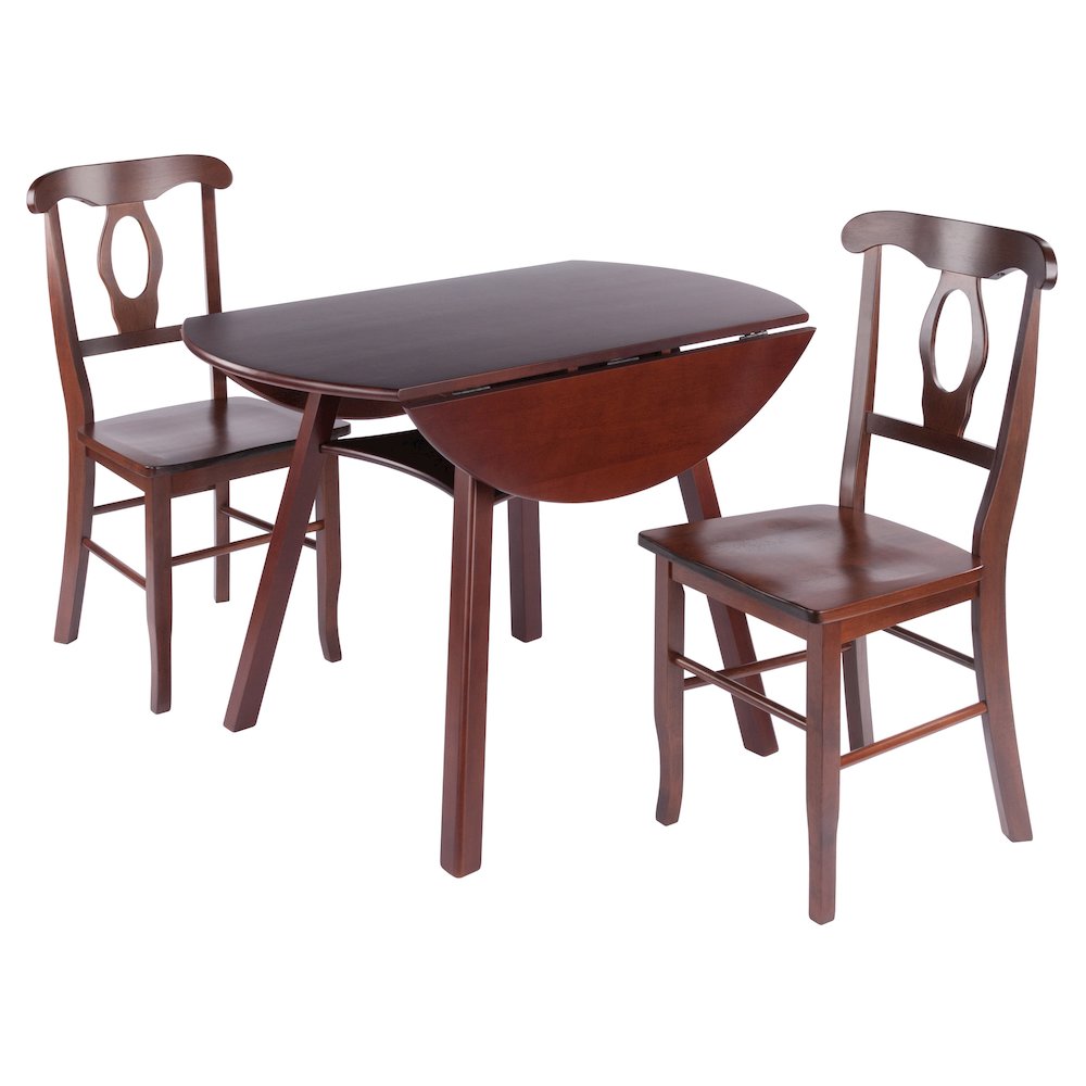 Marbelle Table 3-Pc Drop Leaf Dining Table with 2 Renaissance Chairs, Walnut. Picture 2