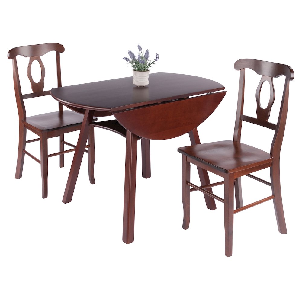 Marbelle Table 3-Pc Drop Leaf Dining Table with 2 Renaissance Chairs, Walnut. Picture 3