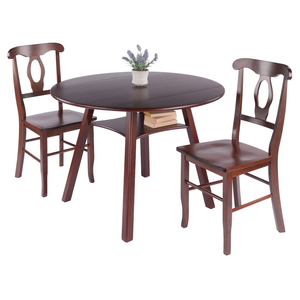 Marbelle Table 3-Pc Drop Leaf Dining Table with 2 Renaissance Chairs, Walnut. Picture 4