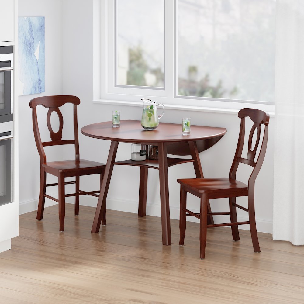 Marbelle Table 3-Pc Drop Leaf Dining Table with 2 Renaissance Chairs, Walnut. Picture 6
