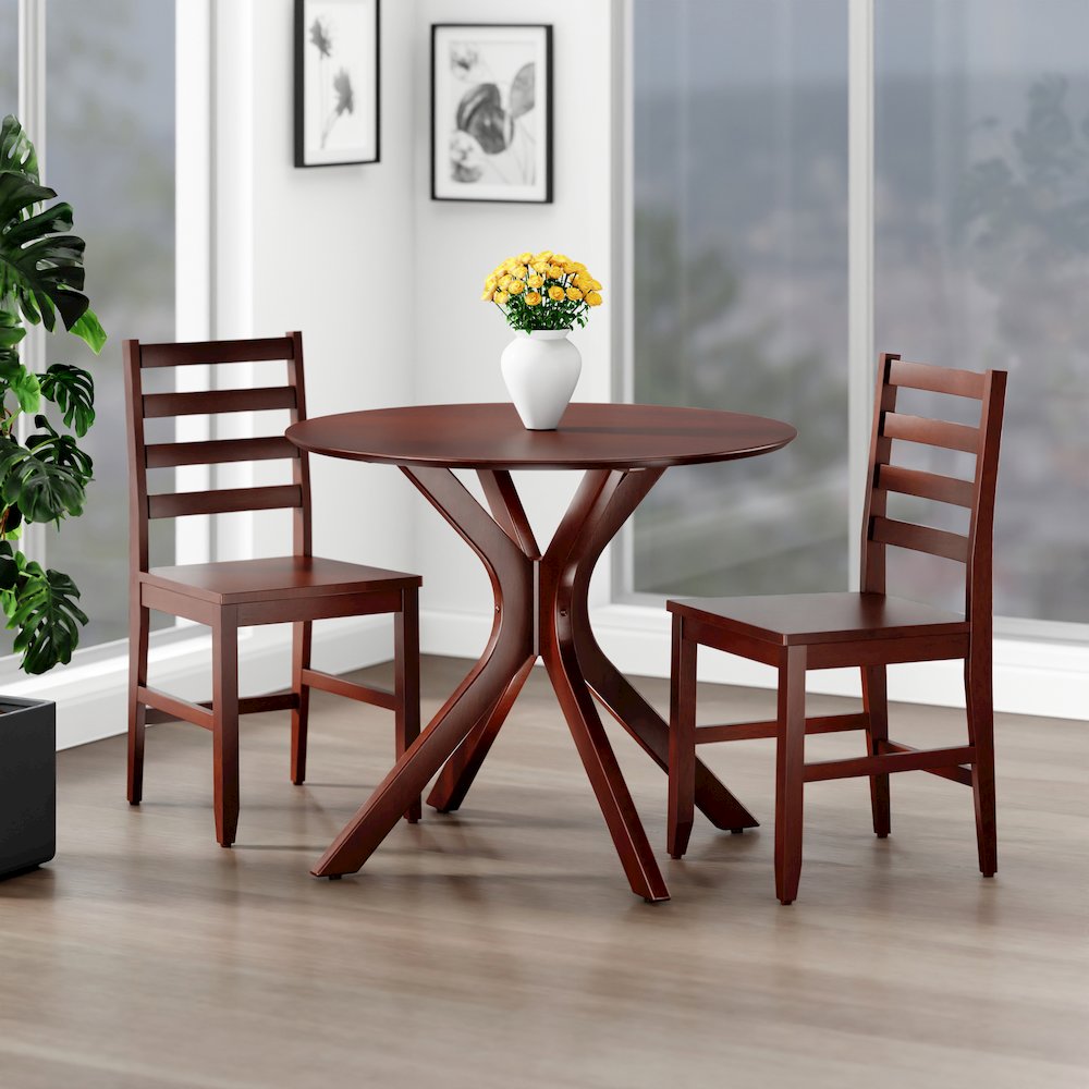 Lexa Dining Table with Splayed Legs, Walnut Finish with 2 Hamilton Dining Chairs. Picture 4