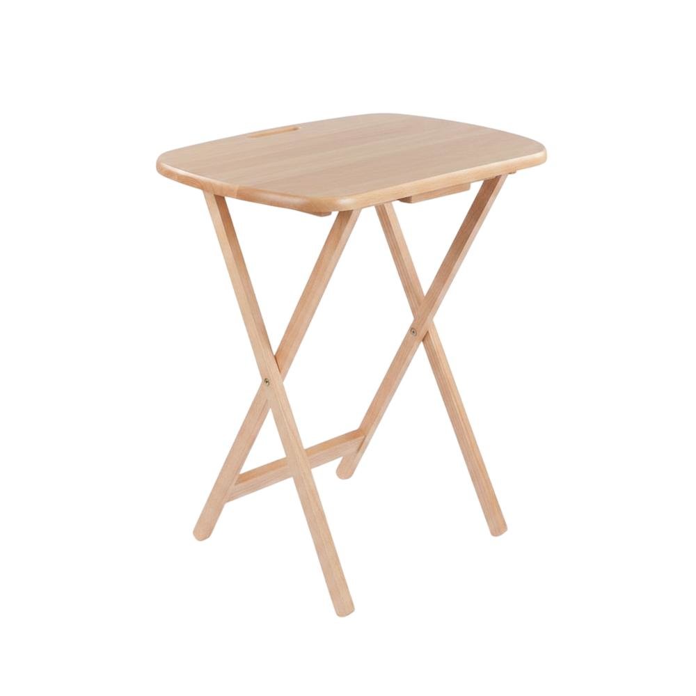 Natural Wood Finish 5-Piece Snack Table Set for Living Spaces. Picture 3