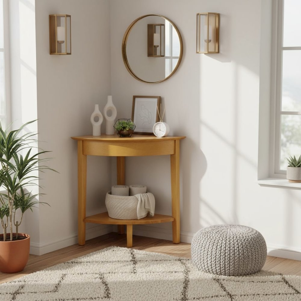 Honey Corner Table with Solid and Composite Wood Finish for Modern Workspaces. Picture 2