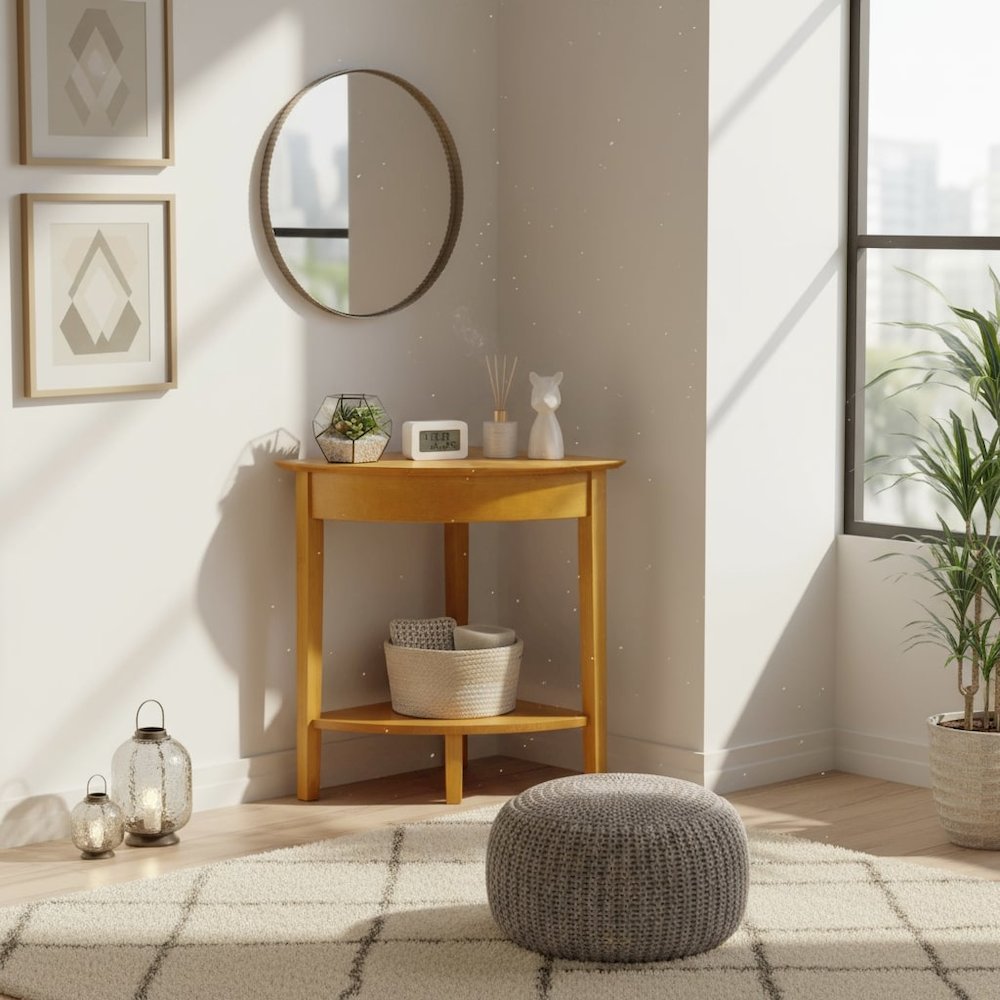 Honey Corner Table with Solid and Composite Wood Finish for Modern Workspaces. Picture 3