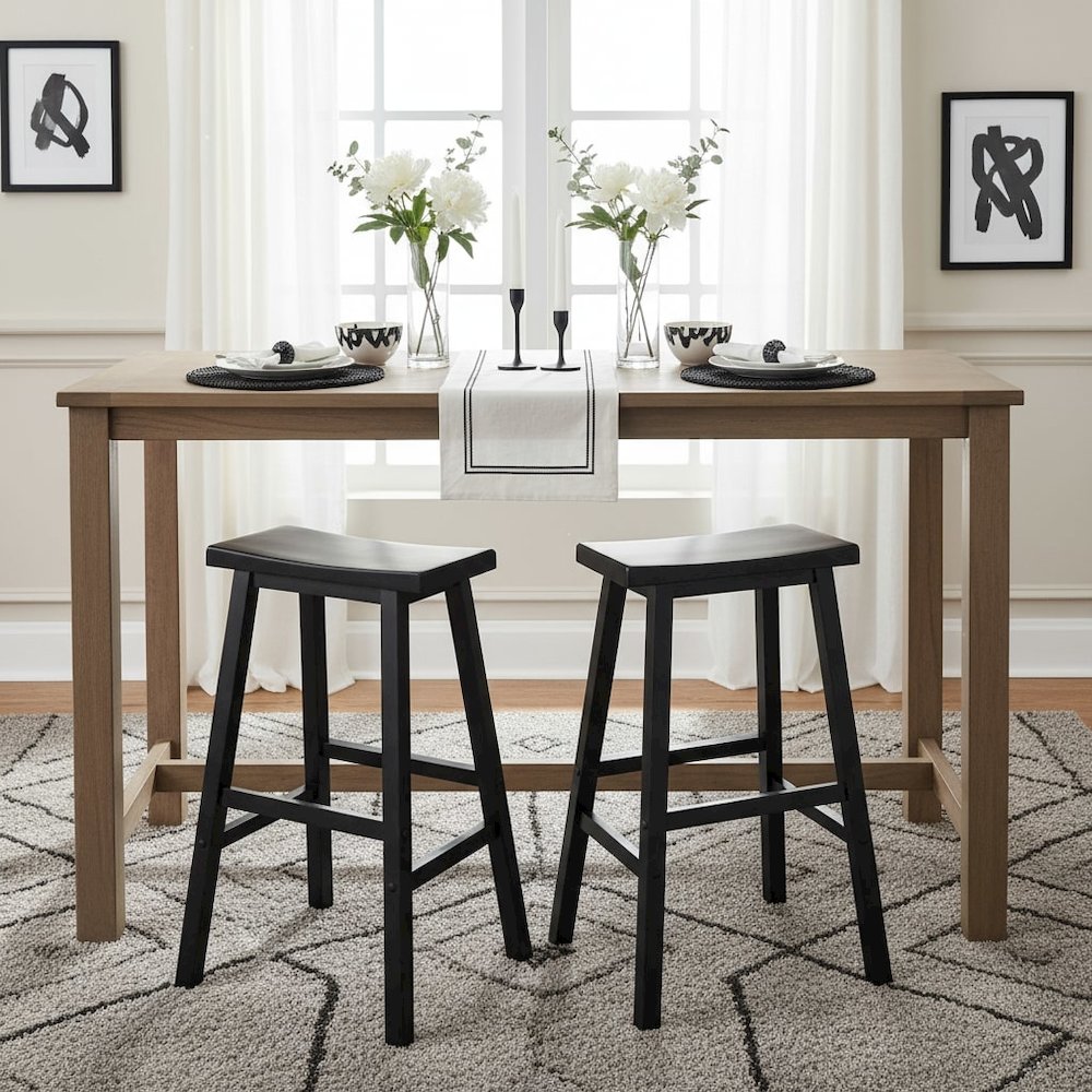 29 Inch Bar Stool, Saddle Seat, Solid Wood, Backless Pub Seat. Picture 2