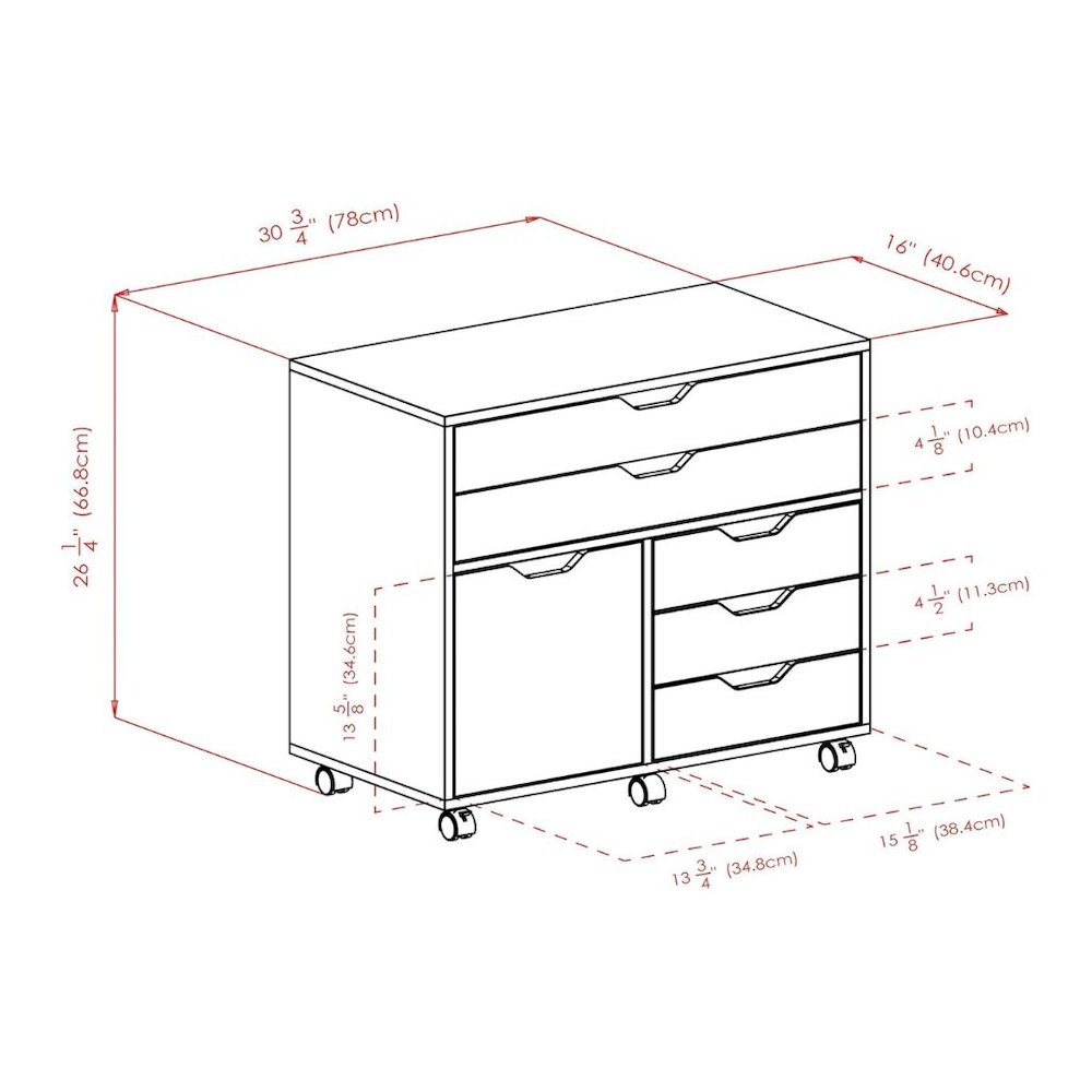 Black Office Storage Cabinet With Drawers, Storage Cabinet On Wheels. Picture 7